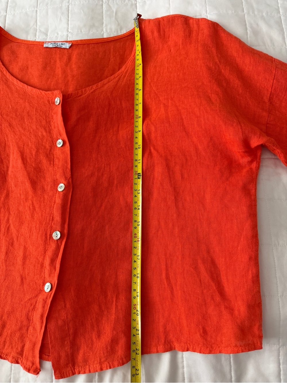 100% Linen Button Front Top XL Orange Relaxed Fit - Picture 6 of 8